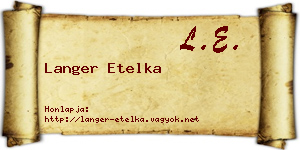 Langer Etelka névjegykártya